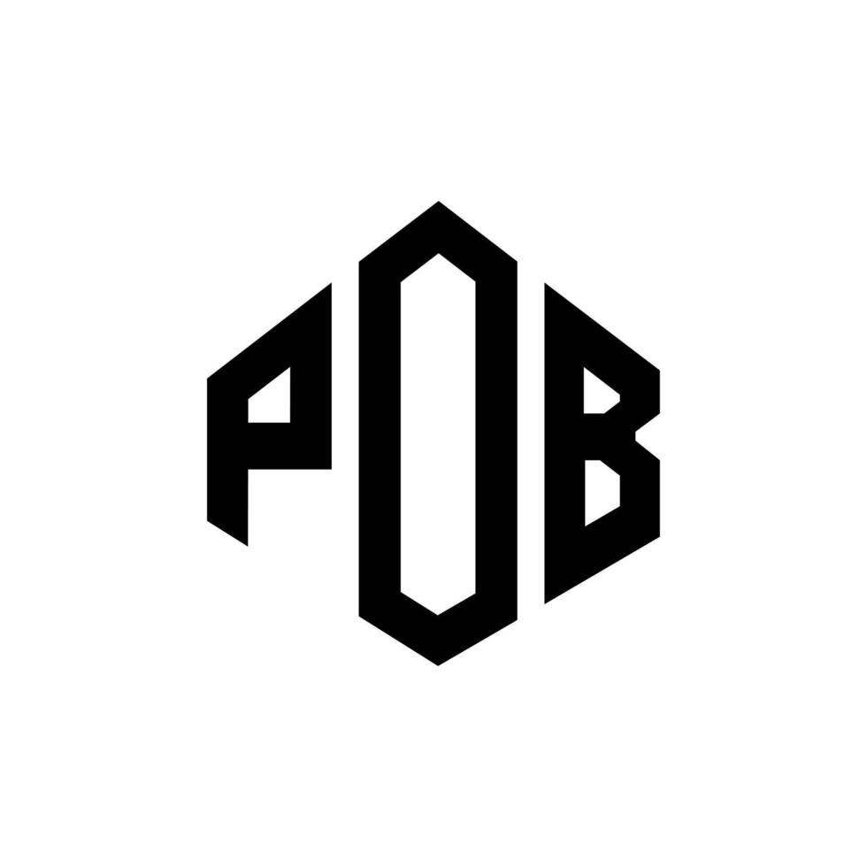 pob letter logo-ontwerp met veelhoekvorm. pob veelhoek en kubusvorm logo-ontwerp. pob zeshoek vector logo sjabloon witte en zwarte kleuren. pob monogram, bedrijfs- en onroerend goed logo.