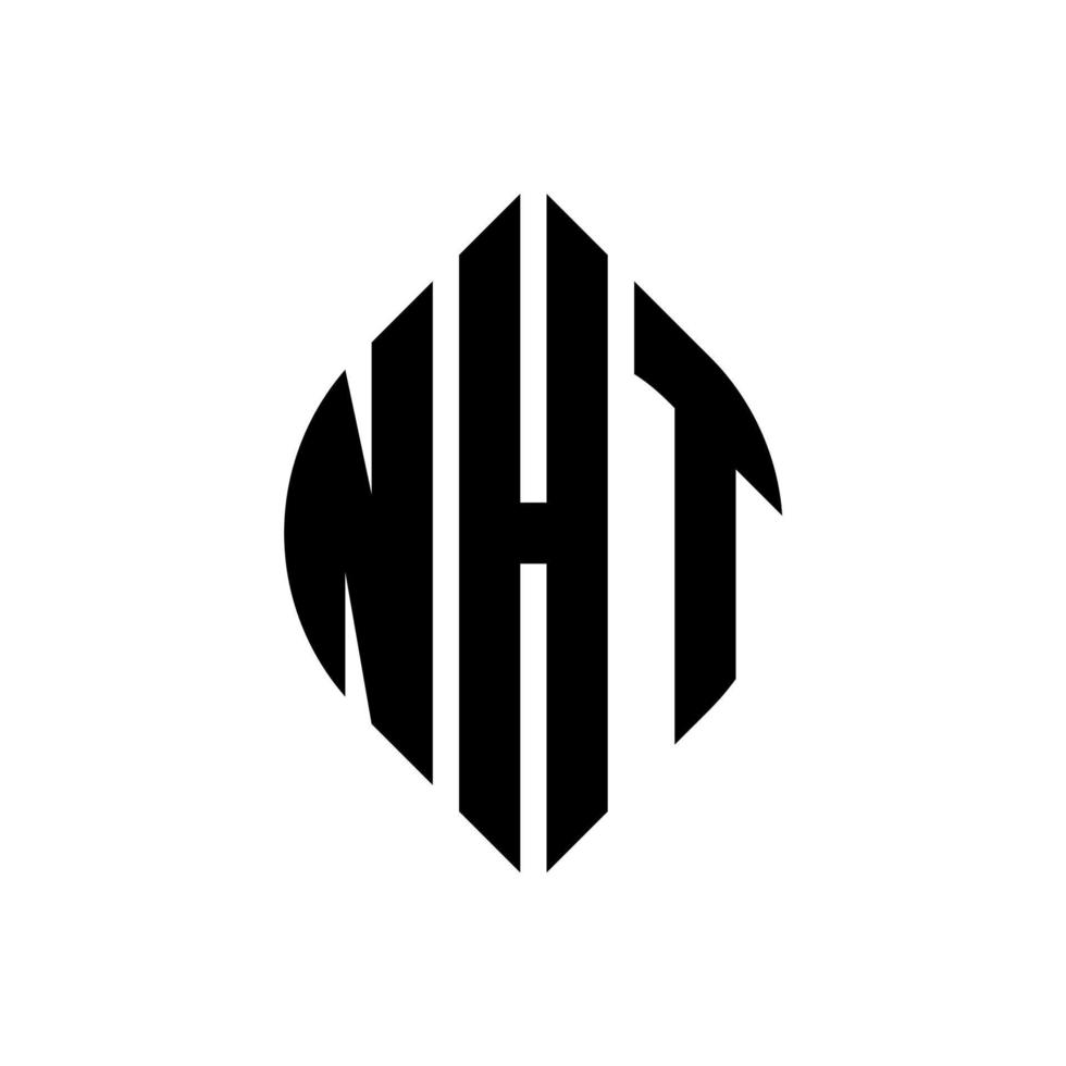 nht cirkel letter logo-ontwerp met cirkel en ellipsvorm. nht ellipsletters met typografische stijl. de drie initialen vormen een cirkellogo. nht cirkel embleem abstracte monogram brief mark vector. vector