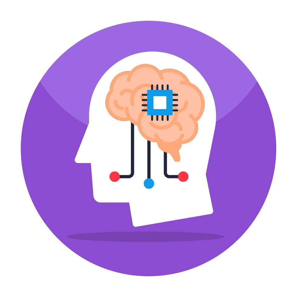 plat ontwerp icoon van online brein vector