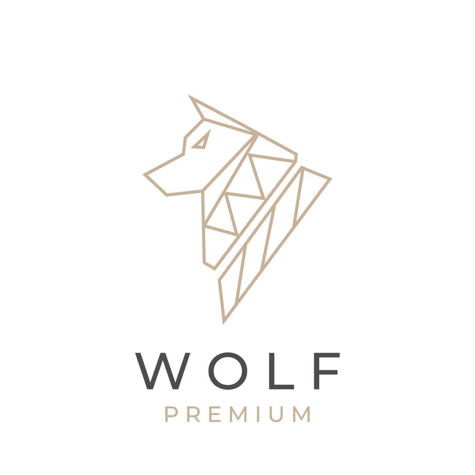 wolf hoofd elegante geometrische lijn kunst illustratie logo vector