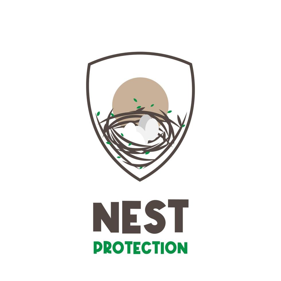 vogelnest illustratie logo en schild beschermen vector