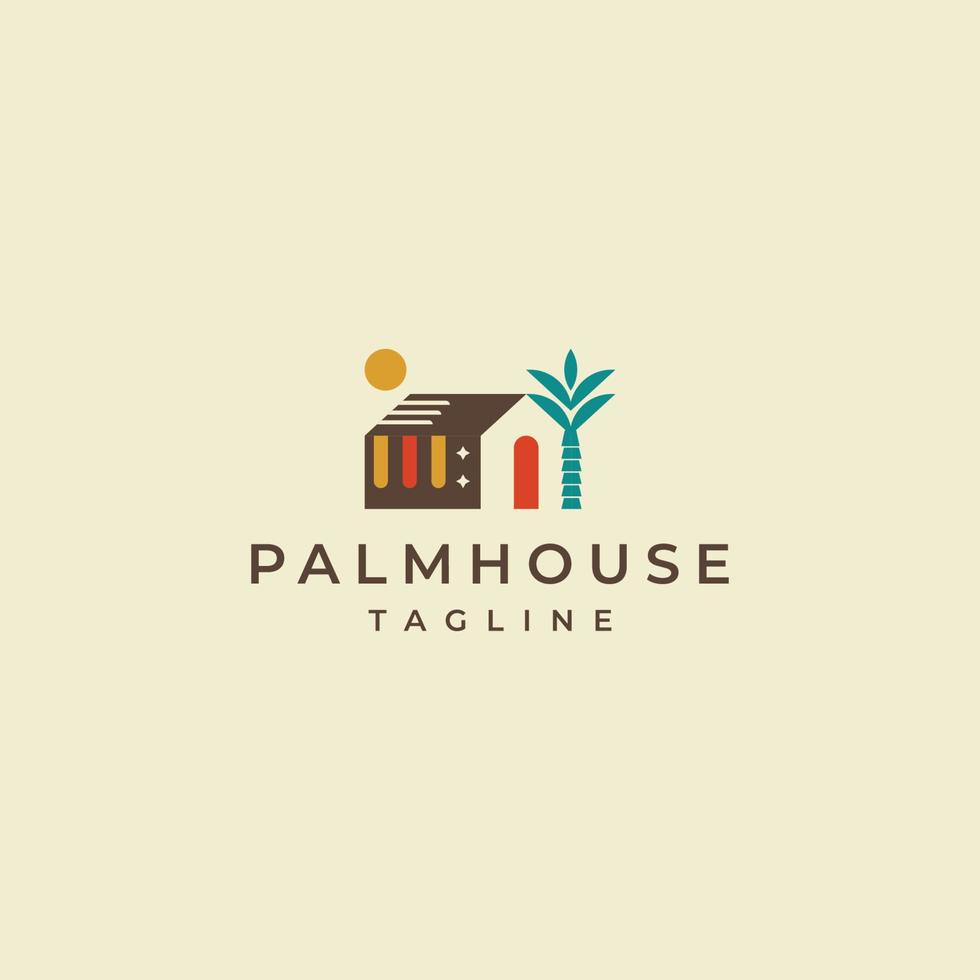 palmboom huis logo pictogram ontwerp sjabloon platte vectorillustratie vector
