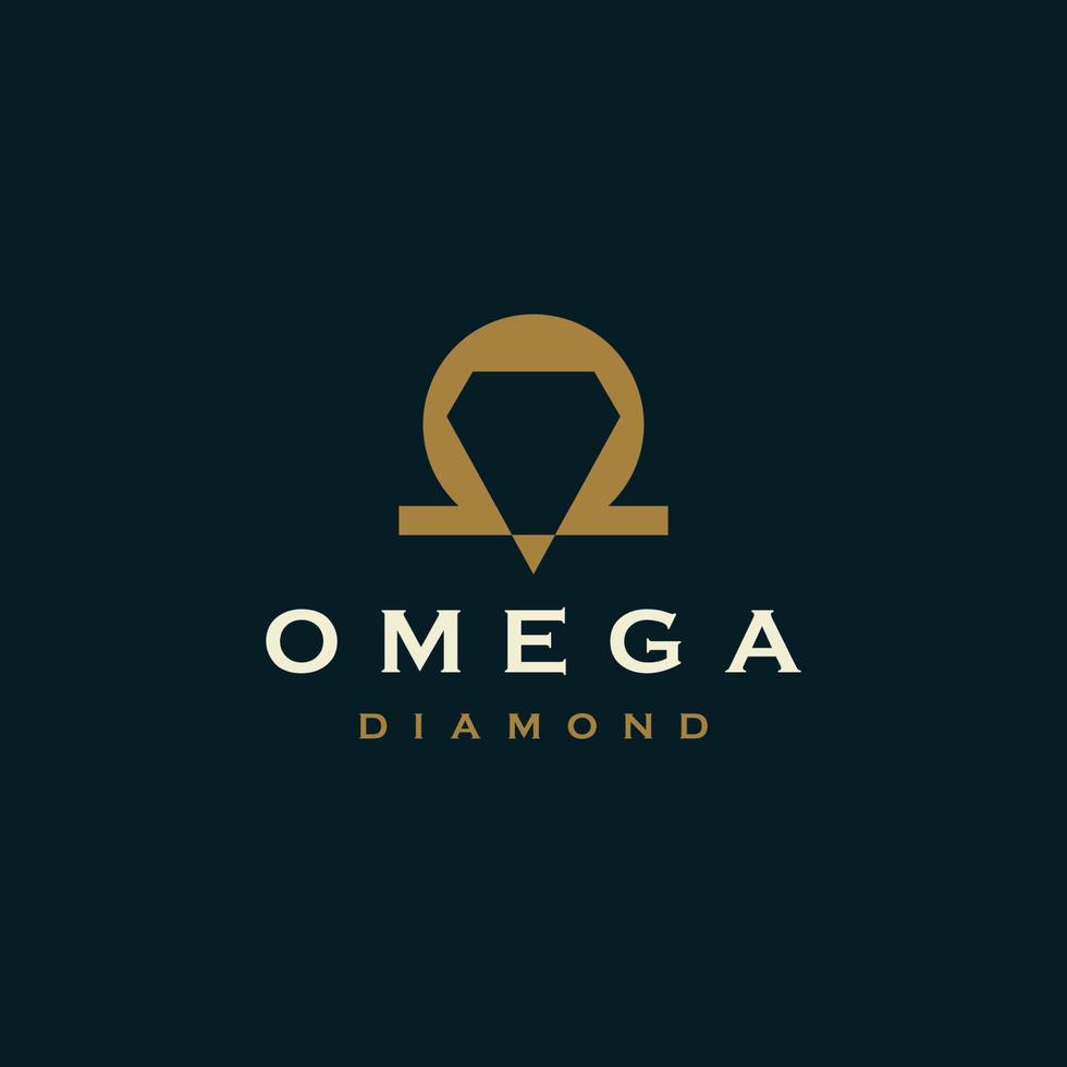 omega diamant logo pictogram ontwerp sjabloon platte vector