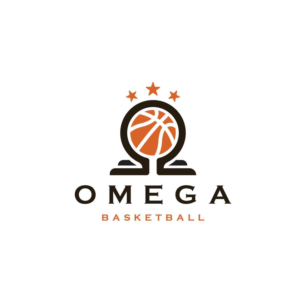 omega basketbal logo pictogram ontwerp sjabloon platte vector