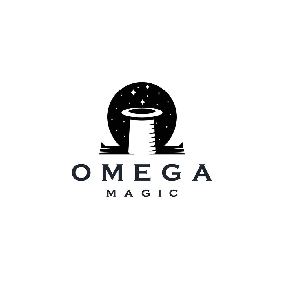 omega magische logo pictogram ontwerp sjabloon platte vectorillustratie vector
