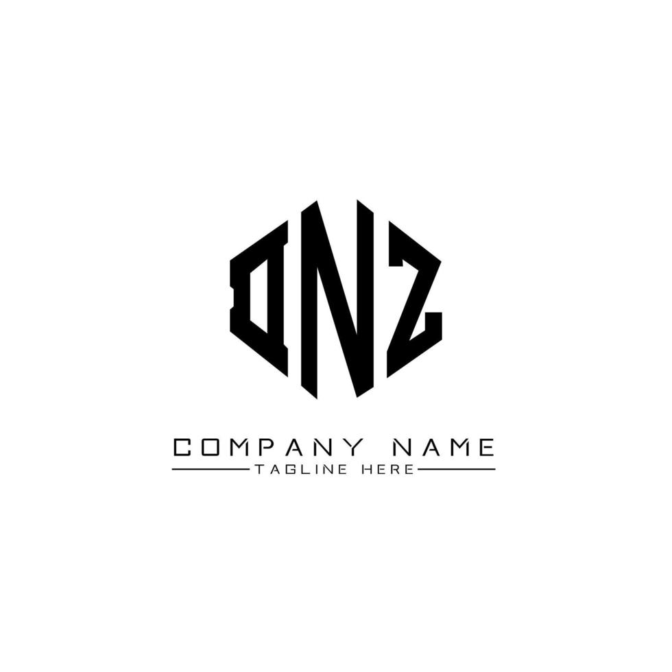 dnz letter logo-ontwerp met veelhoekvorm. dnz veelhoek en kubusvorm logo-ontwerp. dnz zeshoek vector logo sjabloon witte en zwarte kleuren. dnz-monogram, bedrijfs- en onroerendgoedlogo.