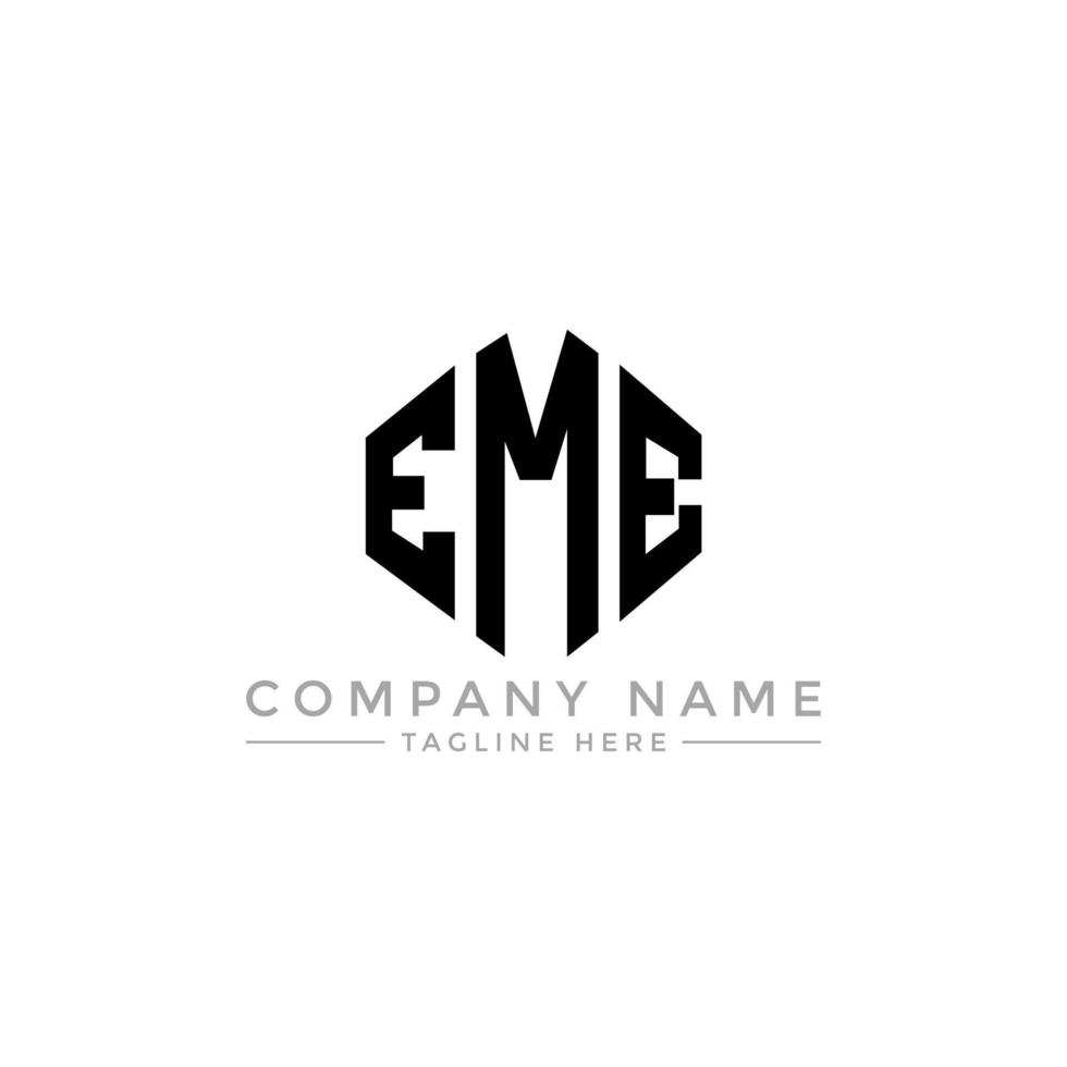 eme letter logo-ontwerp met veelhoekvorm. eme veelhoek en kubusvorm logo-ontwerp. eme zeshoek vector logo sjabloon witte en zwarte kleuren. eme monogram, business en onroerend goed logo.