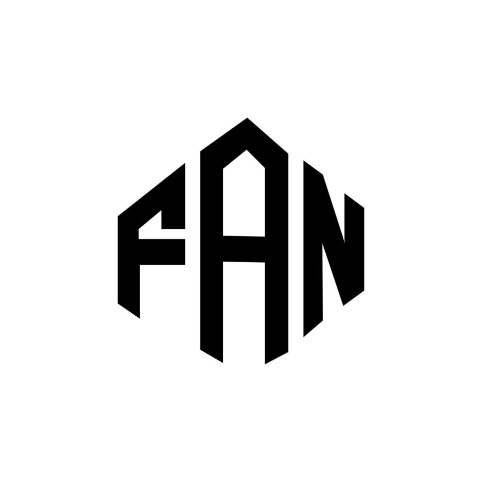 fan letter logo-ontwerp met veelhoekvorm. fan veelhoek en kubusvorm logo-ontwerp. fan zeshoek vector logo sjabloon witte en zwarte kleuren. fan monogram, business en onroerend goed logo.