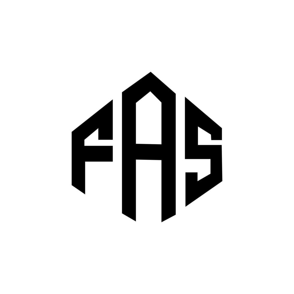 fas letter logo-ontwerp met veelhoekvorm. fas veelhoek en kubusvorm logo-ontwerp. fas zeshoek vector logo sjabloon witte en zwarte kleuren. fas-monogram, bedrijfs- en onroerendgoedlogo.