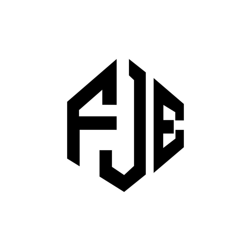fje letter logo-ontwerp met veelhoekvorm. fje logo-ontwerp met veelhoek en kubusvorm. fje zeshoek vector logo sjabloon witte en zwarte kleuren. fje monogram, bedrijfs- en onroerend goed logo.