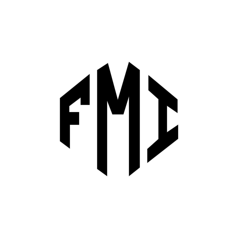 fmi letter logo-ontwerp met veelhoekvorm. fmi veelhoek en kubusvorm logo-ontwerp. fmi zeshoek vector logo sjabloon witte en zwarte kleuren. fmi-monogram, bedrijfs- en onroerendgoedlogo.