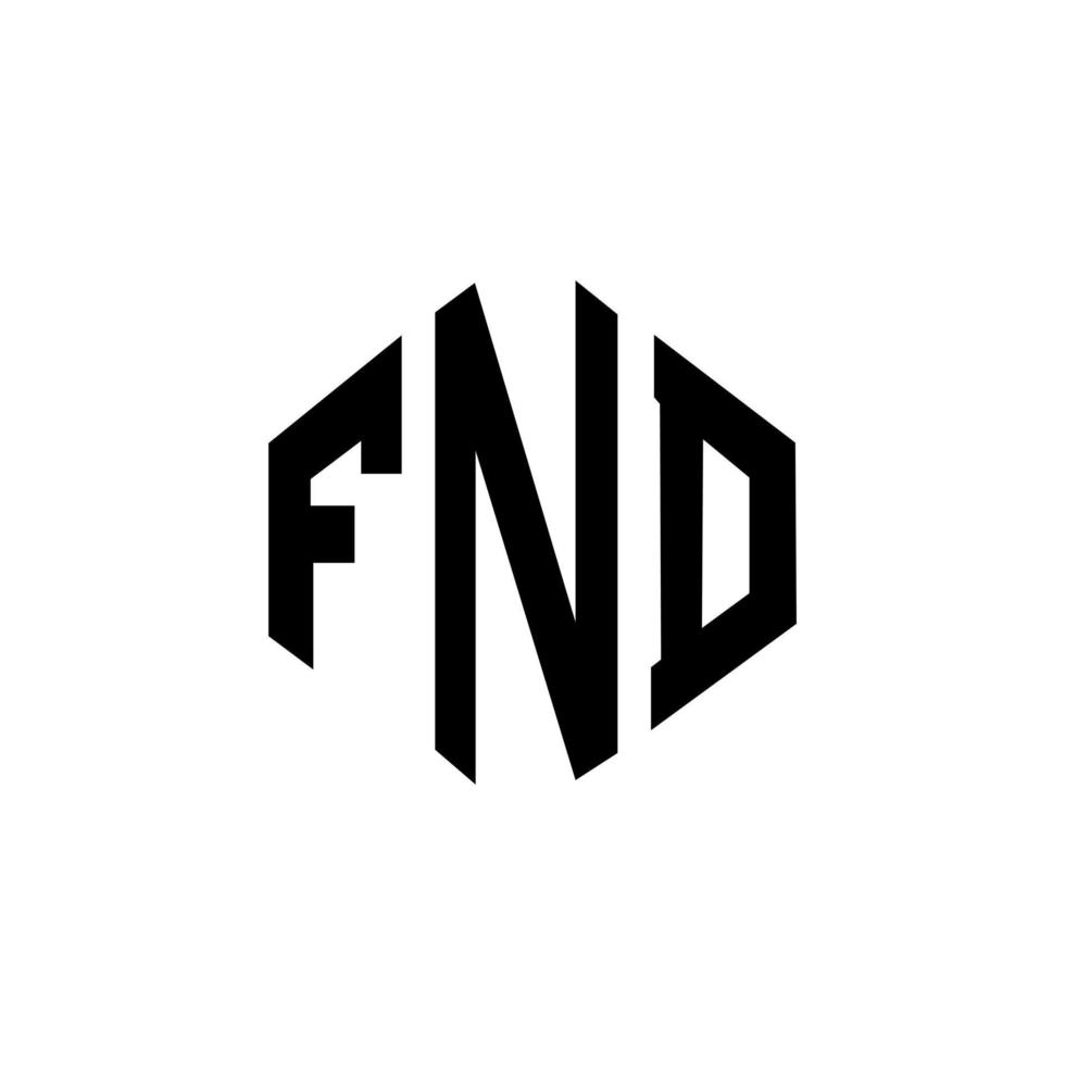 fnd letter logo-ontwerp met veelhoekvorm. fnd logo-ontwerp met veelhoek en kubusvorm. fnd zeshoek vector logo sjabloon witte en zwarte kleuren. zoek monogram, bedrijfs- en onroerendgoedlogo.