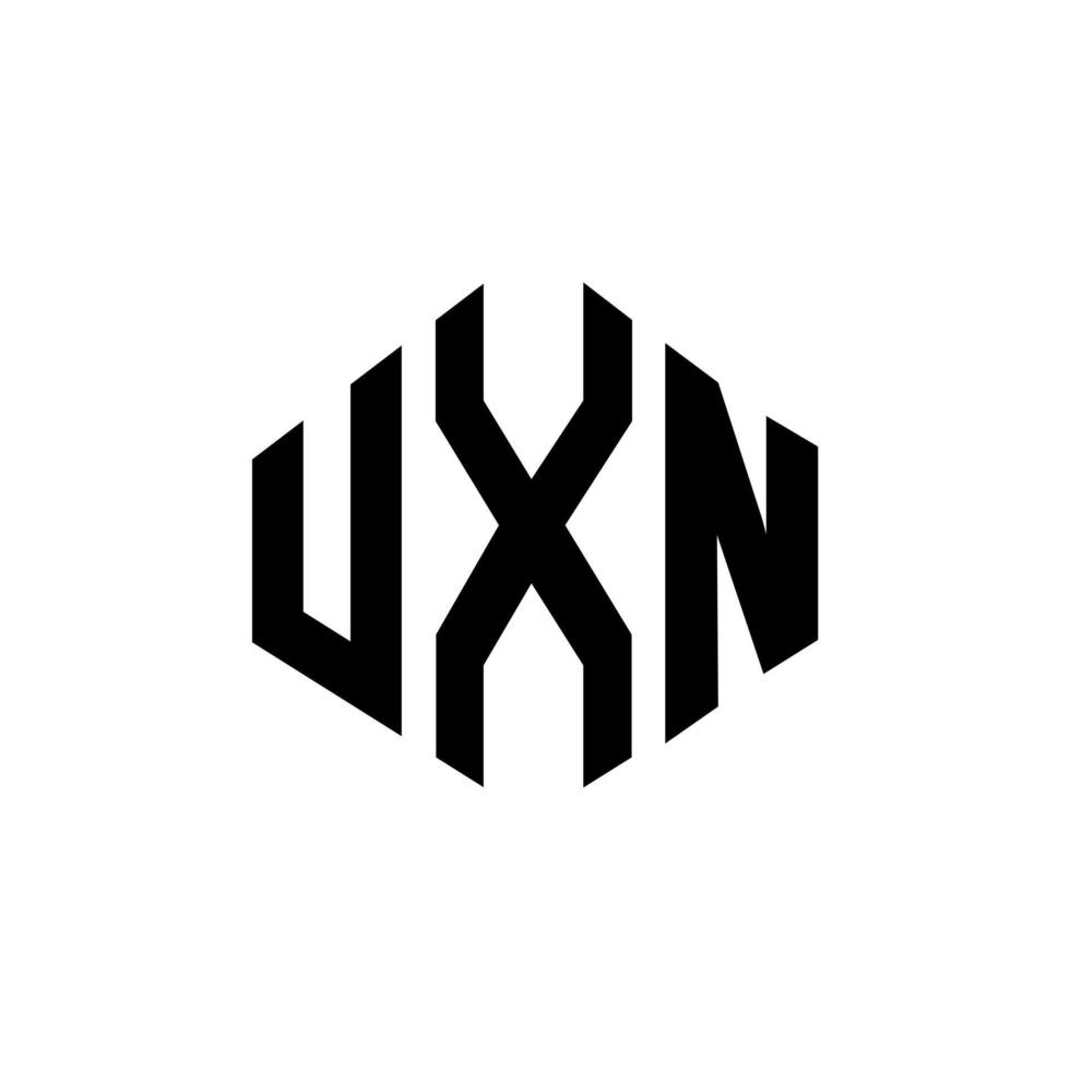 uxn letter logo-ontwerp met veelhoekvorm. uxn veelhoek en kubusvorm logo-ontwerp. uxn zeshoek vector logo sjabloon witte en zwarte kleuren. uxn-monogram, bedrijfs- en onroerendgoedlogo.