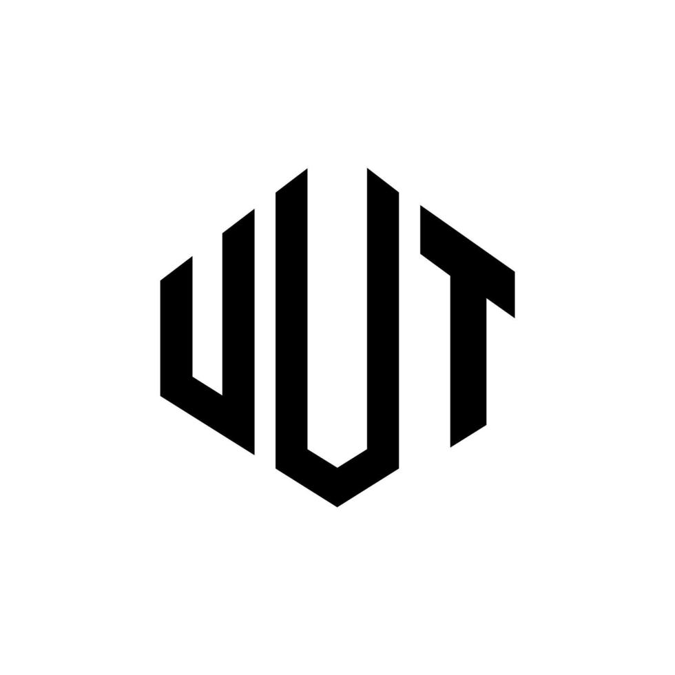 uut letter logo-ontwerp met veelhoekvorm. uut veelhoek en kubusvorm logo-ontwerp. uut zeshoek vector logo sjabloon witte en zwarte kleuren. uut monogram, bedrijfs- en onroerend goed logo.