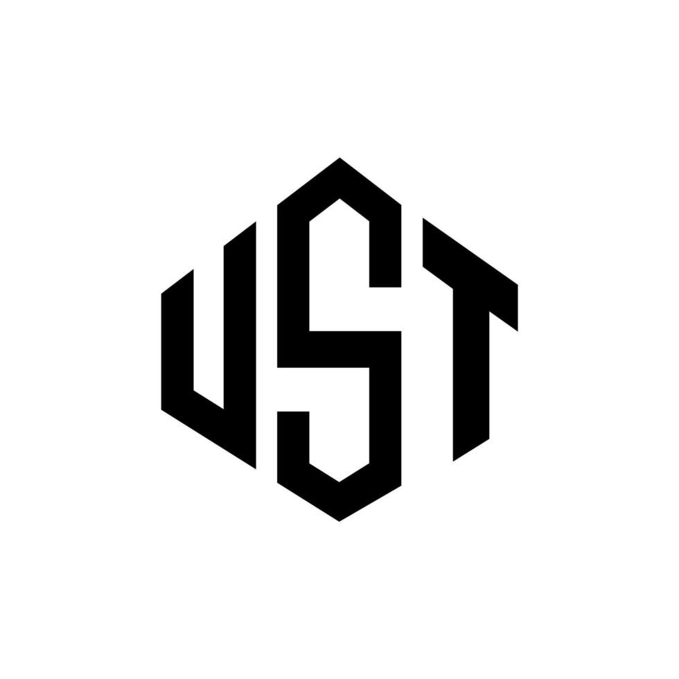 ust letter logo-ontwerp met veelhoekvorm. ust veelhoek en kubusvorm logo-ontwerp. ust zeshoek vector logo sjabloon witte en zwarte kleuren. ust monogram, business en onroerend goed logo.