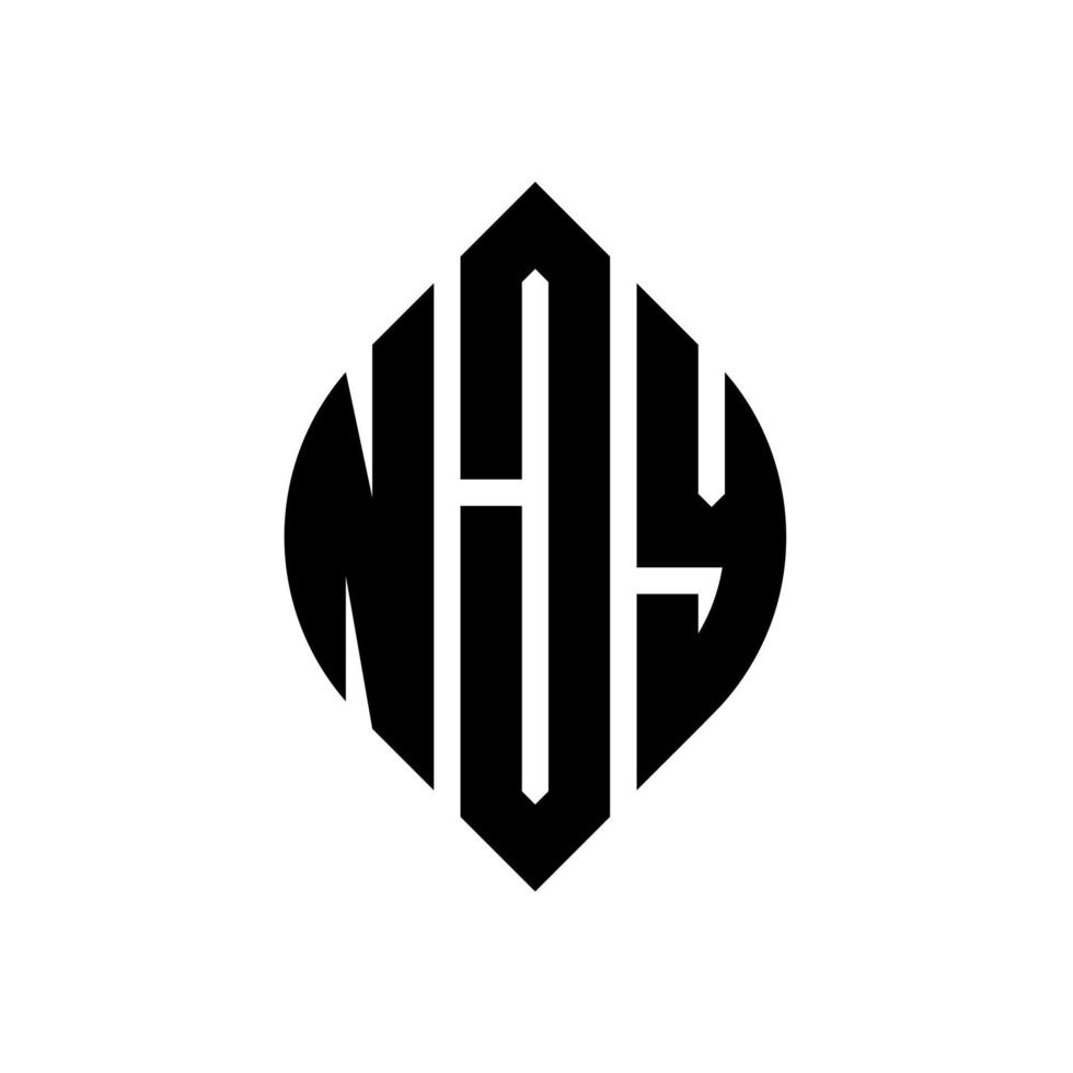 njy cirkel letter logo-ontwerp met cirkel en ellipsvorm. njy ellipsletters met typografische stijl. de drie initialen vormen een cirkellogo. njy cirkel embleem abstracte monogram brief mark vector. vector