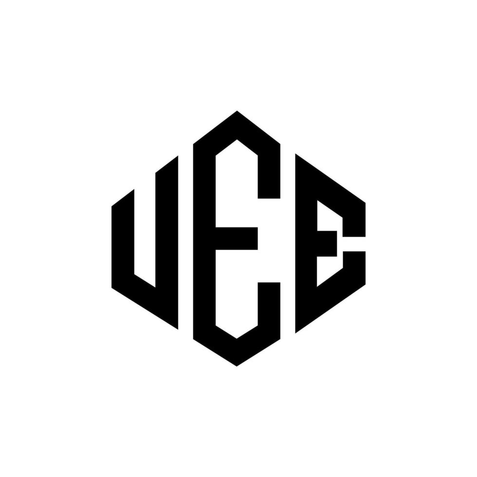 uee letter logo-ontwerp met veelhoekvorm. uee veelhoek en kubusvorm logo-ontwerp. uee zeshoek vector logo sjabloon witte en zwarte kleuren. uee monogram, business en onroerend goed logo.