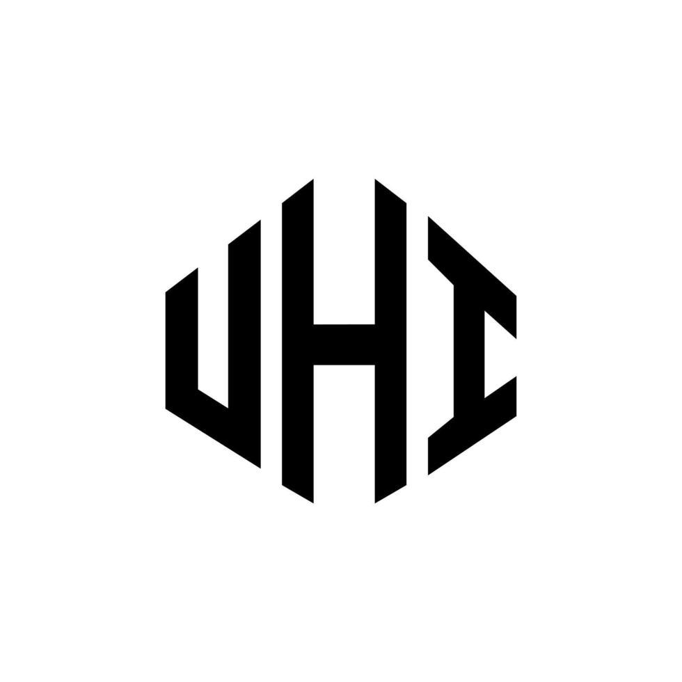 uhi letter logo-ontwerp met veelhoekvorm. uhi veelhoek en kubusvorm logo-ontwerp. uhi zeshoek vector logo sjabloon witte en zwarte kleuren. uhi monogram, bedrijfs- en onroerend goed logo.
