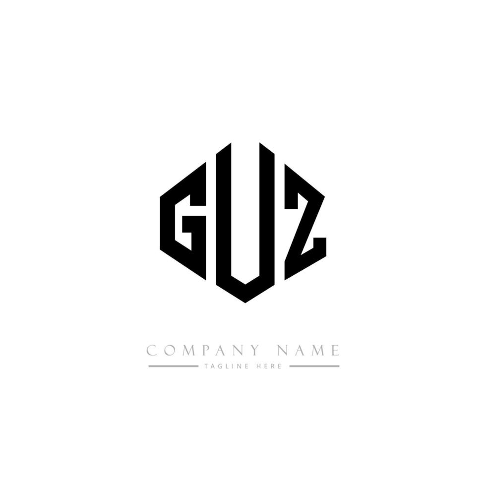 guz letter logo-ontwerp met veelhoekvorm. guz veelhoek en kubusvorm logo-ontwerp. guz zeshoek vector logo sjabloon witte en zwarte kleuren. guz-monogram, bedrijfs- en onroerendgoedlogo.