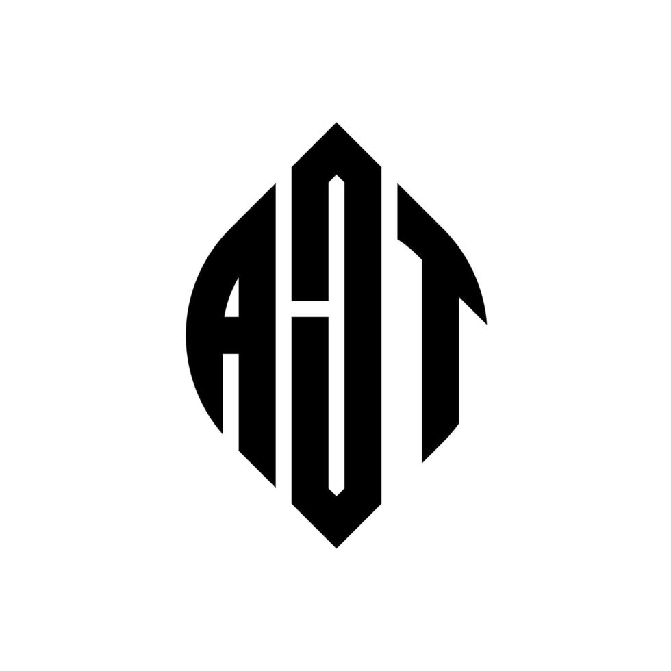 ajt cirkel letter logo ontwerp met cirkel en ellipsvorm. ajt ellipsletters met typografische stijl. de drie initialen vormen een cirkellogo. ajt cirkel embleem abstracte monogram brief mark vector. vector