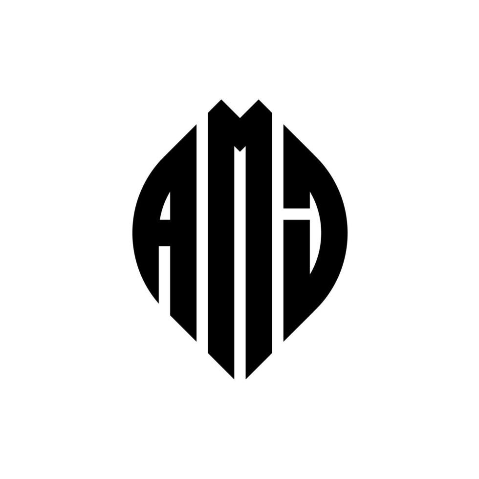 amj cirkel letter logo ontwerp met cirkel en ellipsvorm. amj ellipsletters met typografische stijl. de drie initialen vormen een cirkellogo. amj cirkel embleem abstracte monogram brief mark vector. vector