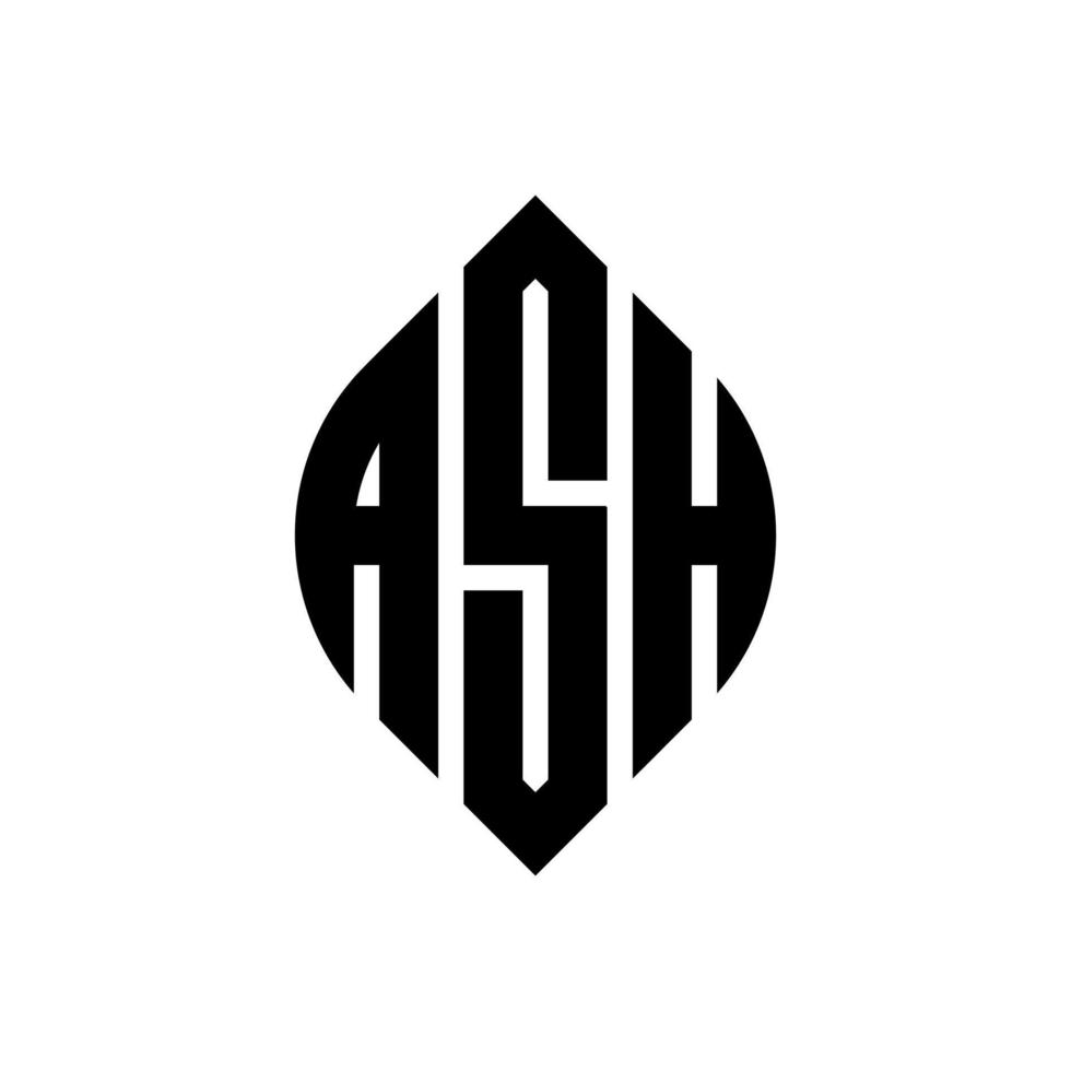 ash cirkel letter logo ontwerp met cirkel en ellipsvorm. Ash ellips letters met typografische stijl. de drie initialen vormen een cirkellogo. ash cirkel embleem abstracte monogram brief mark vector. vector