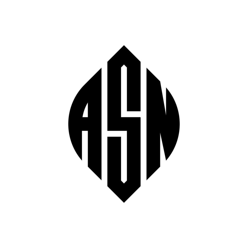 asn cirkel letter logo ontwerp met cirkel en ellipsvorm. asn ellipsletters met typografische stijl. de drie initialen vormen een cirkellogo. asn cirkel embleem abstracte monogram brief mark vector. vector