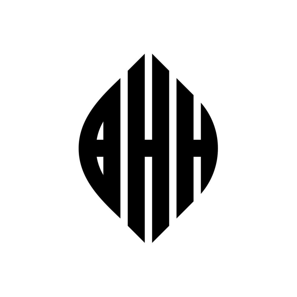 bhh cirkel letter logo-ontwerp met cirkel en ellipsvorm. bhh ellipsletters met typografische stijl. de drie initialen vormen een cirkellogo. bhh cirkel embleem abstracte monogram brief mark vector. vector