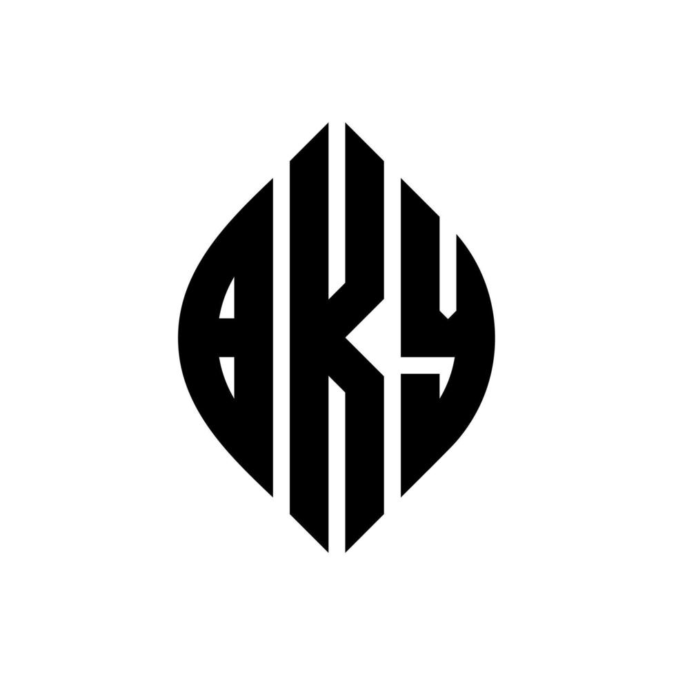 bky cirkel letter logo-ontwerp met cirkel en ellipsvorm. bky ellipsletters met typografische stijl. de drie initialen vormen een cirkellogo. bky cirkel embleem abstracte monogram brief mark vector. vector