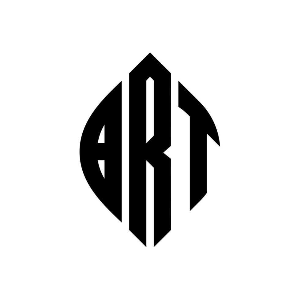 brt cirkel letter logo ontwerp met cirkel en ellipsvorm. brt ellipsletters met typografische stijl. de drie initialen vormen een cirkellogo. brt cirkel embleem abstracte monogram brief mark vector. vector