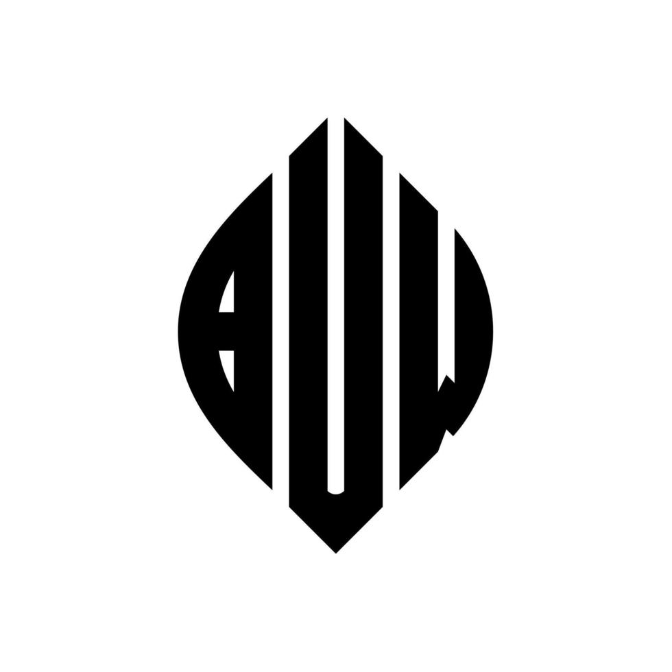 buw cirkel letter logo-ontwerp met cirkel en ellipsvorm. buw ellipsletters met typografische stijl. de drie initialen vormen een cirkellogo. buw cirkel embleem abstracte monogram brief mark vector. vector