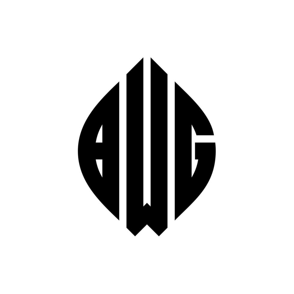 bwg cirkel letter logo ontwerp met cirkel en ellipsvorm. bwg ellipsletters met typografische stijl. de drie initialen vormen een cirkellogo. bwg cirkel embleem abstracte monogram brief mark vector. vector