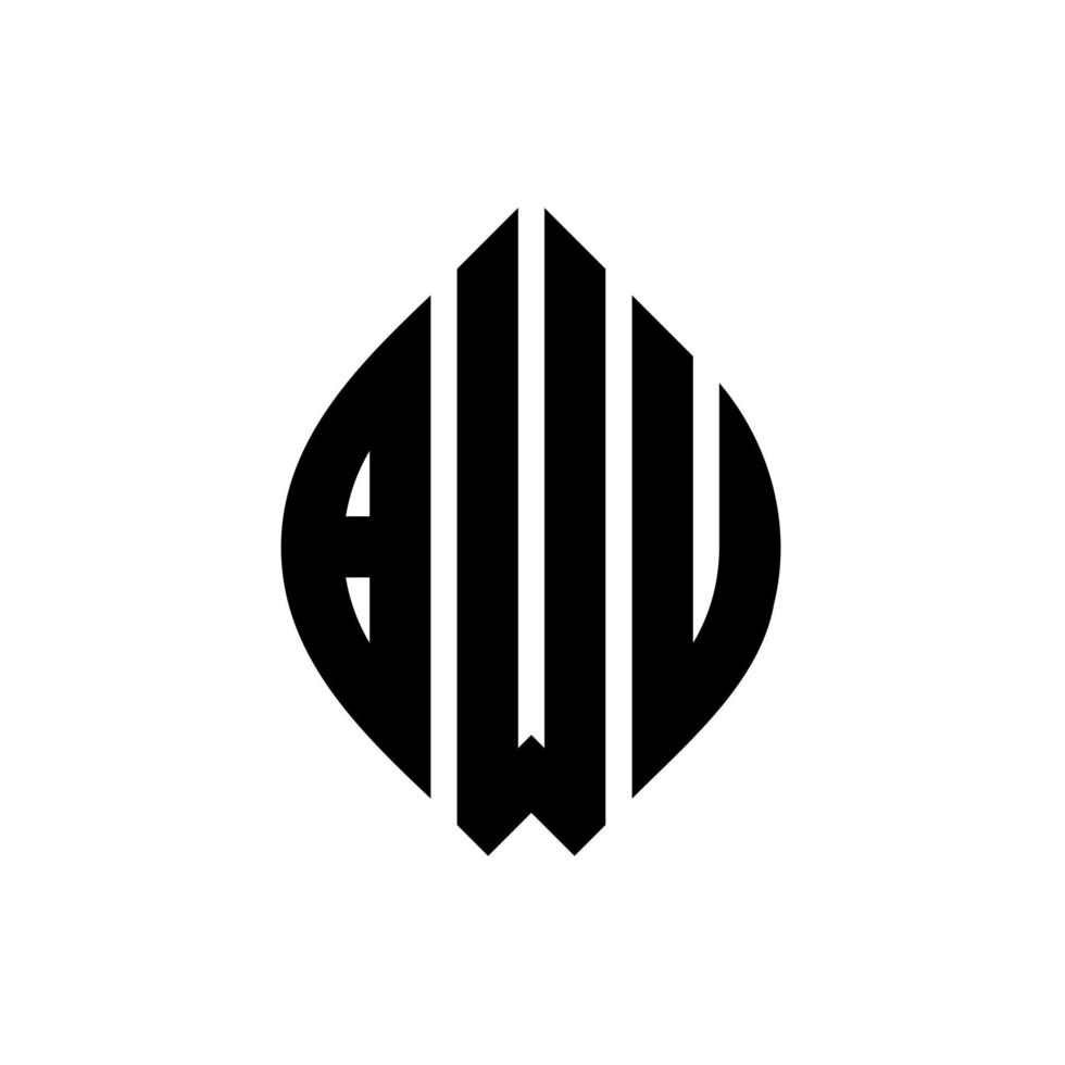 bwu cirkel letter logo ontwerp met cirkel en ellipsvorm. bwu ellipsletters met typografische stijl. de drie initialen vormen een cirkellogo. bwu cirkel embleem abstracte monogram brief mark vector. vector