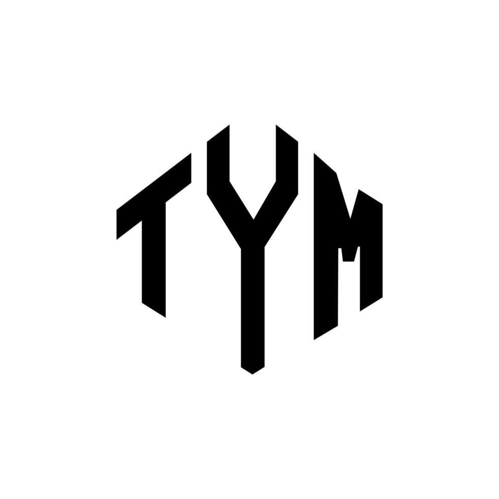 tym letter logo-ontwerp met veelhoekvorm. tym veelhoek en kubusvorm logo-ontwerp. tym zeshoek vector logo sjabloon witte en zwarte kleuren. tym monogram, business en onroerend goed logo.