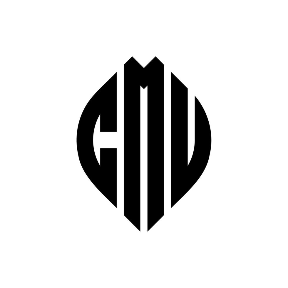 cmu cirkel letter logo ontwerp met cirkel en ellipsvorm. cmu-ellipsletters met typografische stijl. de drie initialen vormen een cirkellogo. CMU cirkel embleem abstracte monogram brief mark vector. vector