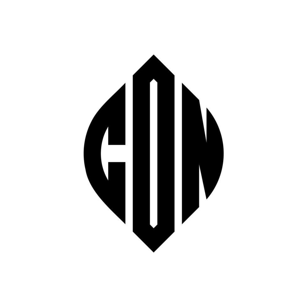 con cirkel letter logo-ontwerp met cirkel en ellipsvorm. con ellips letters met typografische stijl. de drie initialen vormen een cirkellogo. con cirkel embleem abstracte monogram brief mark vector. vector