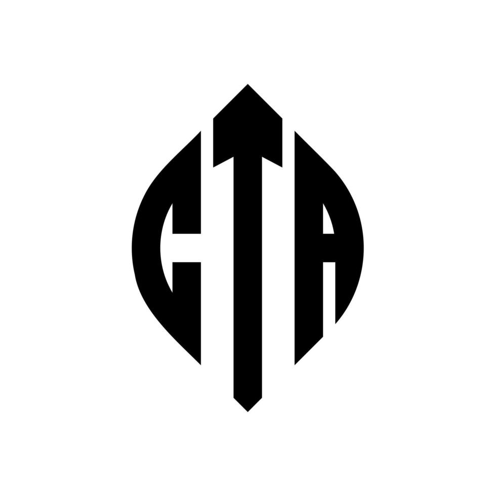 cta cirkel letter logo ontwerp met cirkel en ellipsvorm. cta-ellipsletters met typografische stijl. de drie initialen vormen een cirkellogo. cta cirkel embleem abstracte monogram brief mark vector. vector