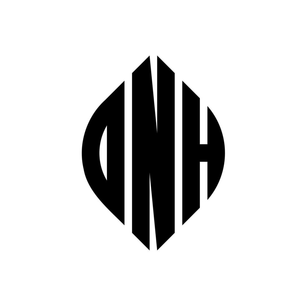 dnh cirkel letter logo ontwerp met cirkel en ellipsvorm. dnh ellipsletters met typografische stijl. de drie initialen vormen een cirkellogo. dnh cirkel embleem abstracte monogram brief mark vector. vector