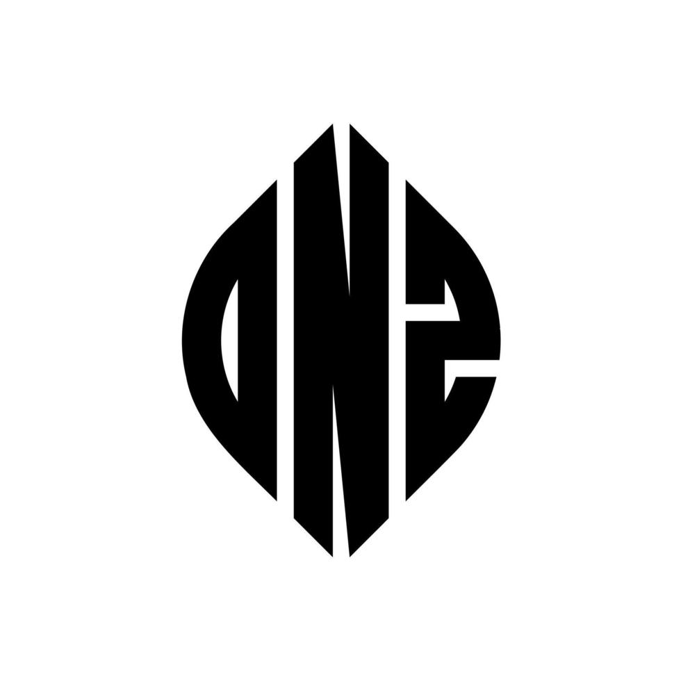 dnz cirkel letter logo ontwerp met cirkel en ellipsvorm. dnz ellipsletters met typografische stijl. de drie initialen vormen een cirkellogo. dnz cirkel embleem abstracte monogram brief mark vector. vector