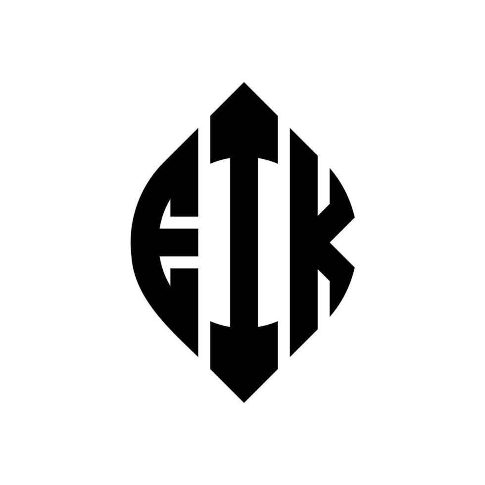 eik cirkel letter logo-ontwerp met cirkel en ellipsvorm. eik ellipsletters met typografische stijl. de drie initialen vormen een cirkellogo. eik cirkel embleem abstracte monogram brief mark vector. vector