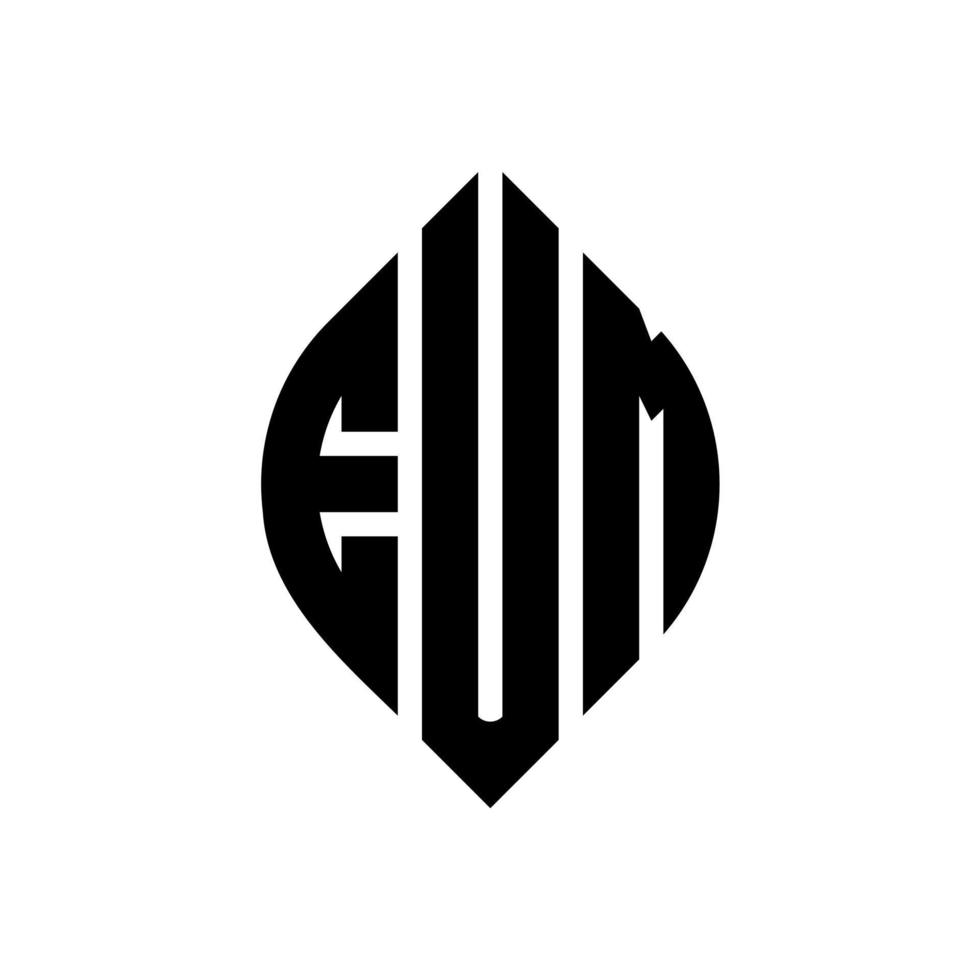 eum cirkel letter logo ontwerp met cirkel en ellipsvorm. eum ellipsletters met typografische stijl. de drie initialen vormen een cirkellogo. eum cirkel embleem abstracte monogram brief mark vector. vector