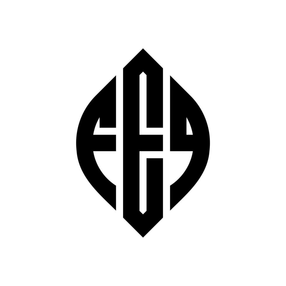 feq cirkel letter logo-ontwerp met cirkel en ellipsvorm. feq ellipsletters met typografische stijl. de drie initialen vormen een cirkellogo. feq cirkel embleem abstracte monogram brief mark vector. vector