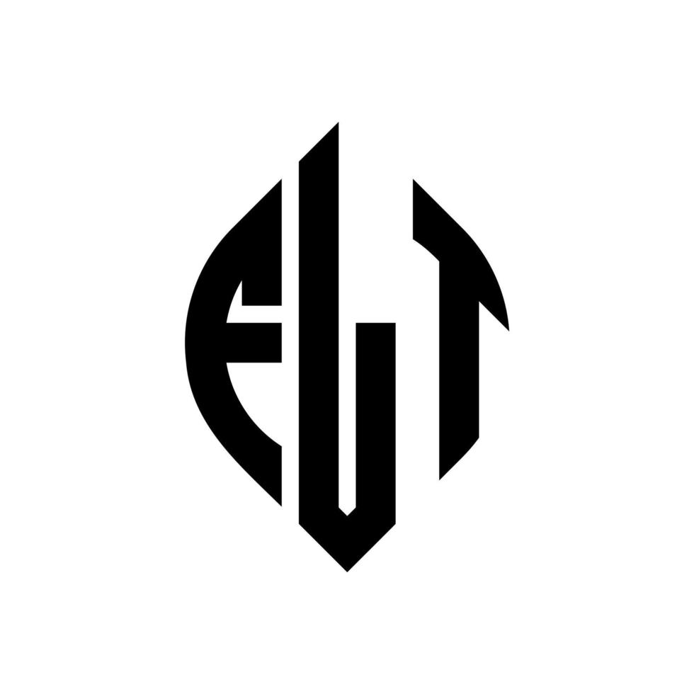 flt cirkel letter logo-ontwerp met cirkel en ellipsvorm. flt ellipsletters met typografische stijl. de drie initialen vormen een cirkellogo. flt cirkel embleem abstracte monogram brief mark vector. vector