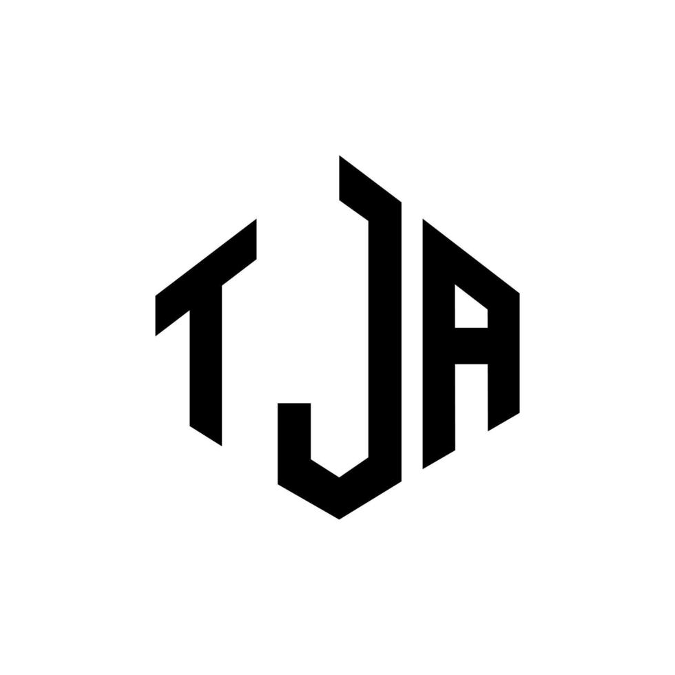 tja letter logo-ontwerp met veelhoekvorm. tja veelhoek en kubusvorm logo-ontwerp. tja zeshoek vector logo sjabloon witte en zwarte kleuren. tja monogram, business en onroerend goed logo.