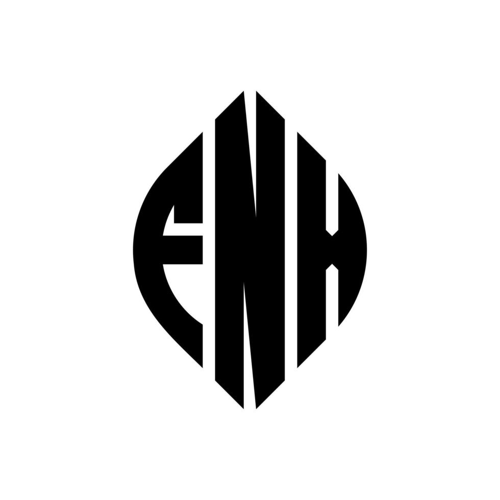 fnx cirkel letter logo-ontwerp met cirkel en ellipsvorm. fnx ellipsletters met typografische stijl. de drie initialen vormen een cirkellogo. fnx cirkel embleem abstracte monogram brief mark vector. vector
