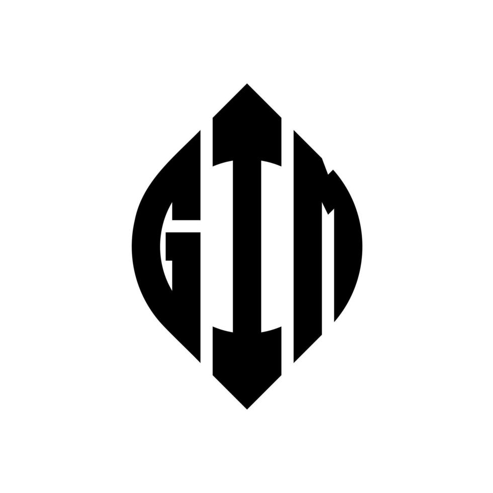 gim cirkel letter logo-ontwerp met cirkel en ellipsvorm. gim ellipsletters met typografische stijl. de drie initialen vormen een cirkellogo. gim cirkel embleem abstracte monogram brief mark vector. vector