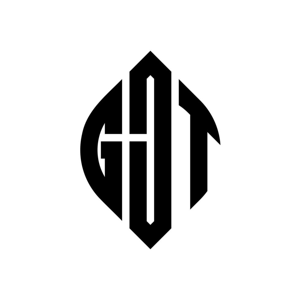 gjt cirkel letter logo-ontwerp met cirkel en ellipsvorm. gjt ellipsletters met typografische stijl. de drie initialen vormen een cirkellogo. gjt cirkel embleem abstracte monogram brief mark vector. vector