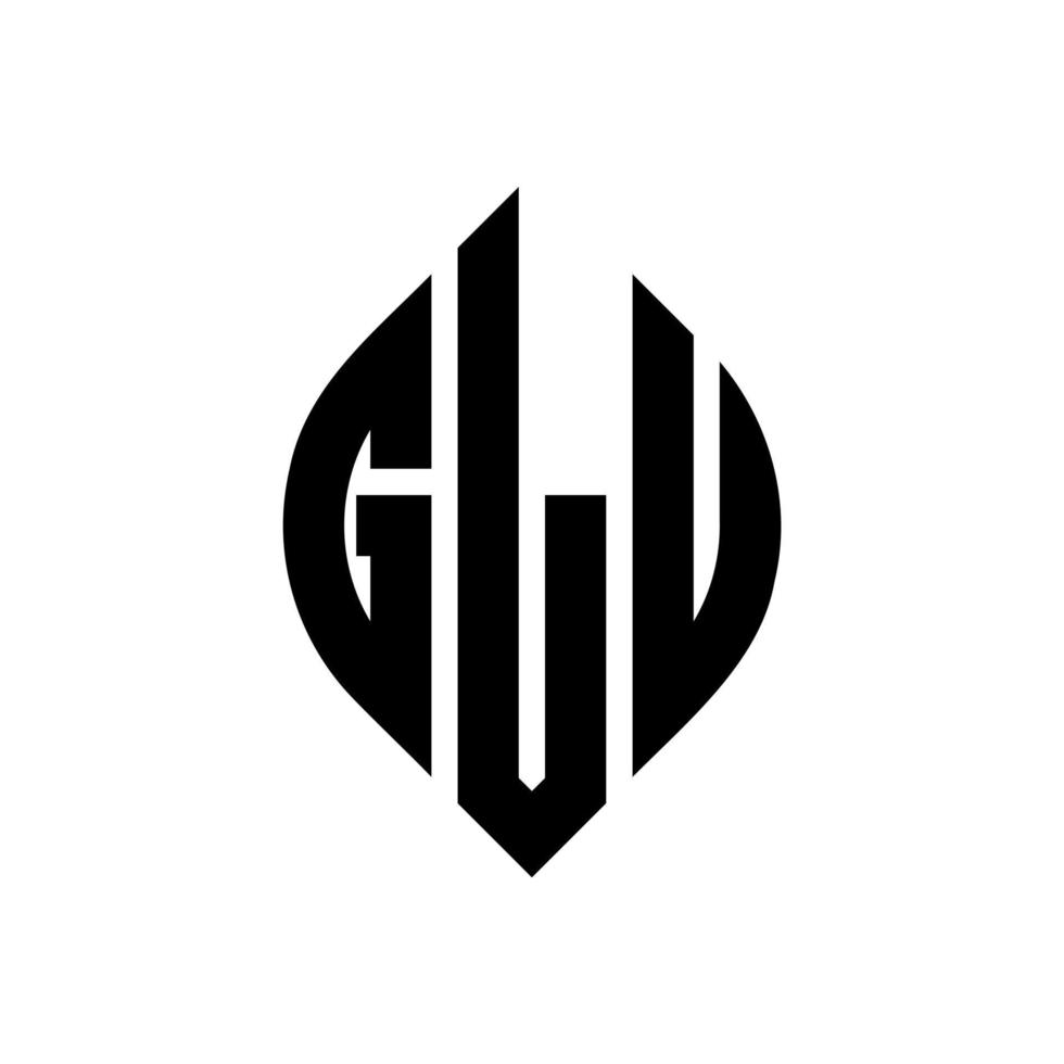 glu cirkel letter logo ontwerp met cirkel en ellipsvorm. glu ellipsletters met typografische stijl. de drie initialen vormen een cirkellogo. glu cirkel embleem abstracte monogram brief mark vector. vector