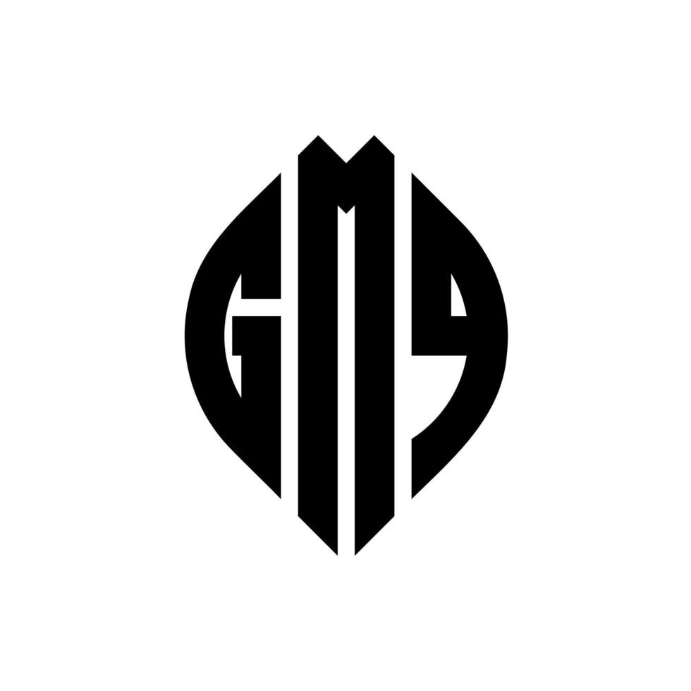 gmq cirkel letter logo-ontwerp met cirkel en ellipsvorm. gmq ellipsletters met typografische stijl. de drie initialen vormen een cirkellogo. gmq cirkel embleem abstracte monogram brief mark vector. vector