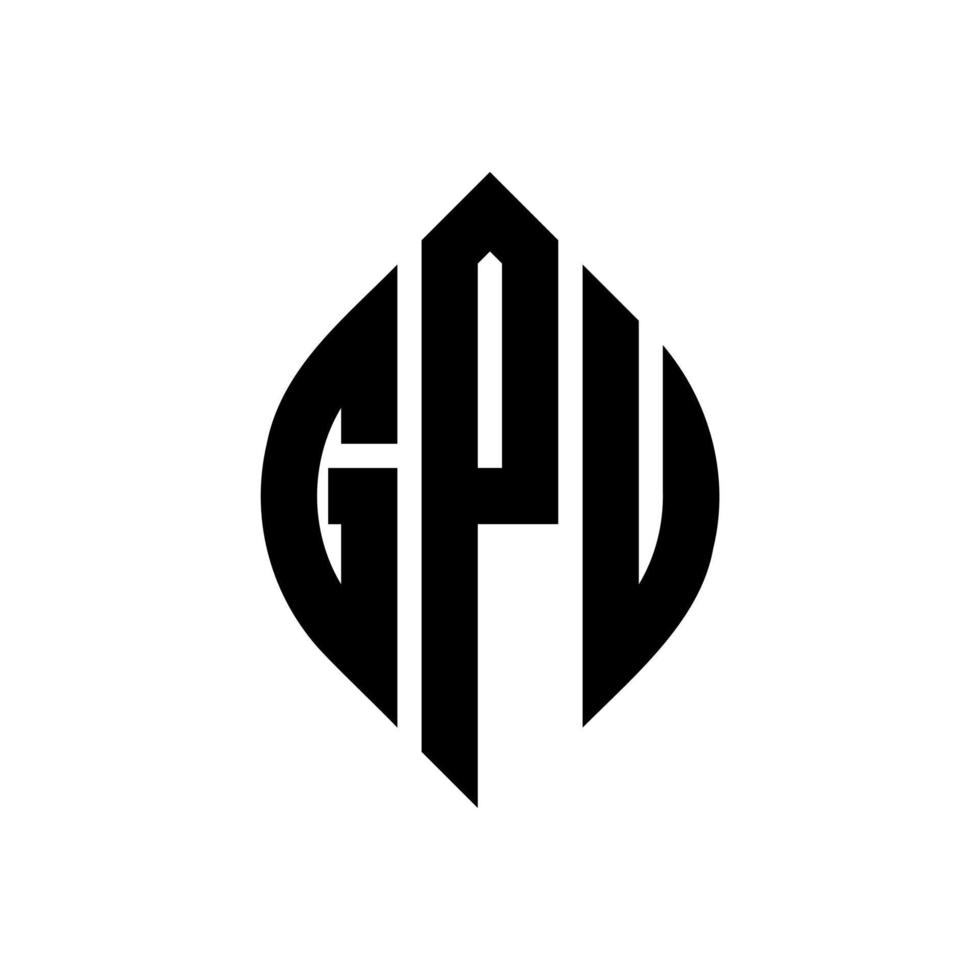 gpu cirkel letter logo ontwerp met cirkel en ellipsvorm. gpu-ellipsletters met typografische stijl. de drie initialen vormen een cirkellogo. gpu cirkel embleem abstracte monogram brief mark vector. vector